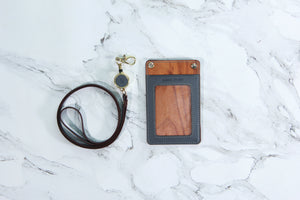 木。皮革掛頸咭套 Kawoo Wooden Leather Lanyard Card Holder
