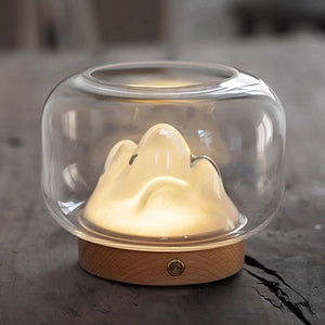 山形。無線充電木座玻璃燈 Mountain Glass Wireless LED Lamp