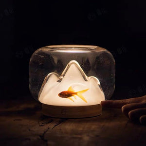 山形。無線充電木座玻璃燈 Mountain Glass Wireless LED Lamp